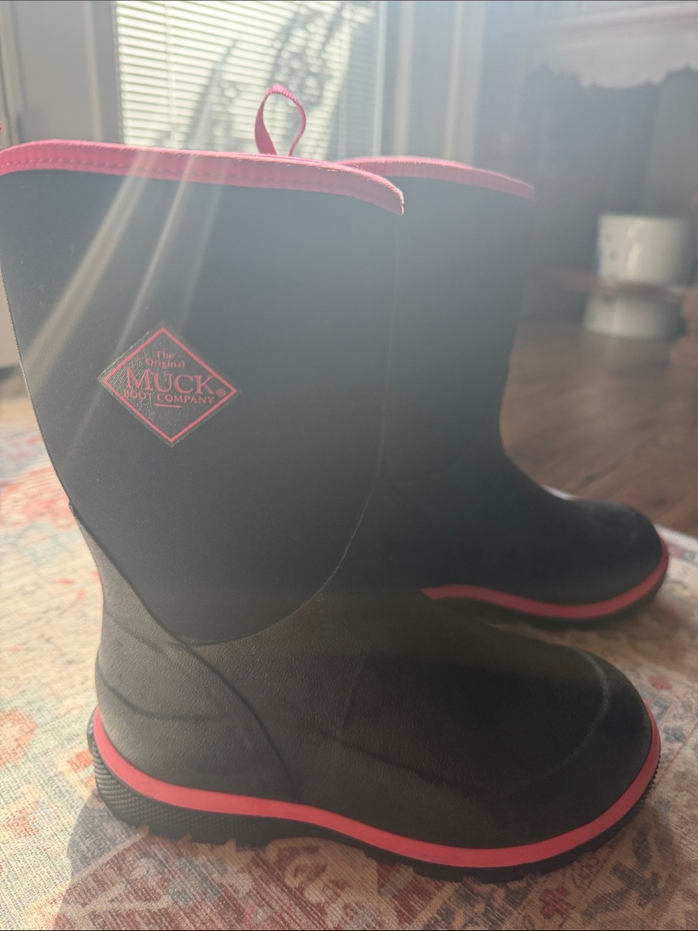 Muck Boot Company Kids' Black and Pink Waterproof Rain Boots